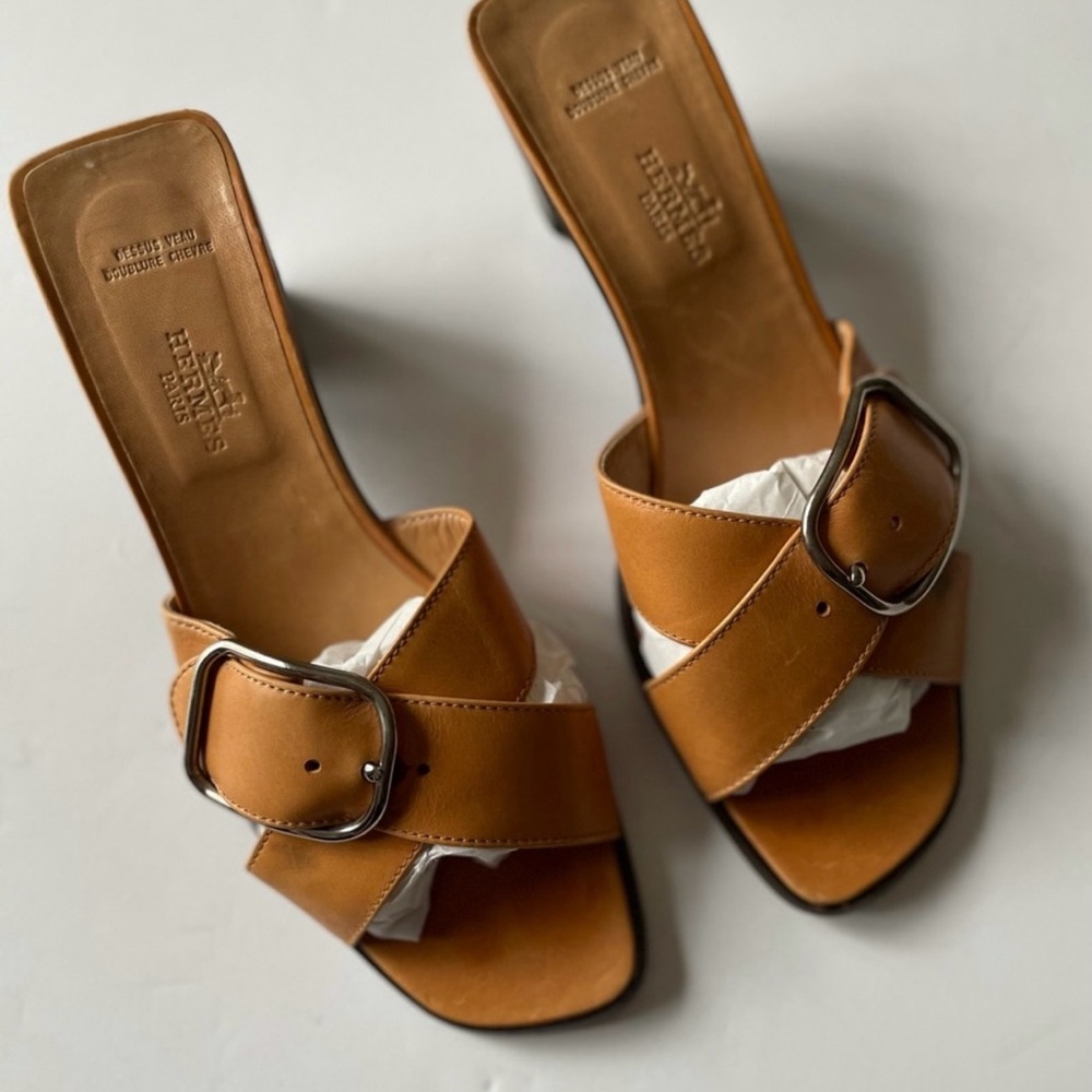 Hermès saddle leather dress sandal